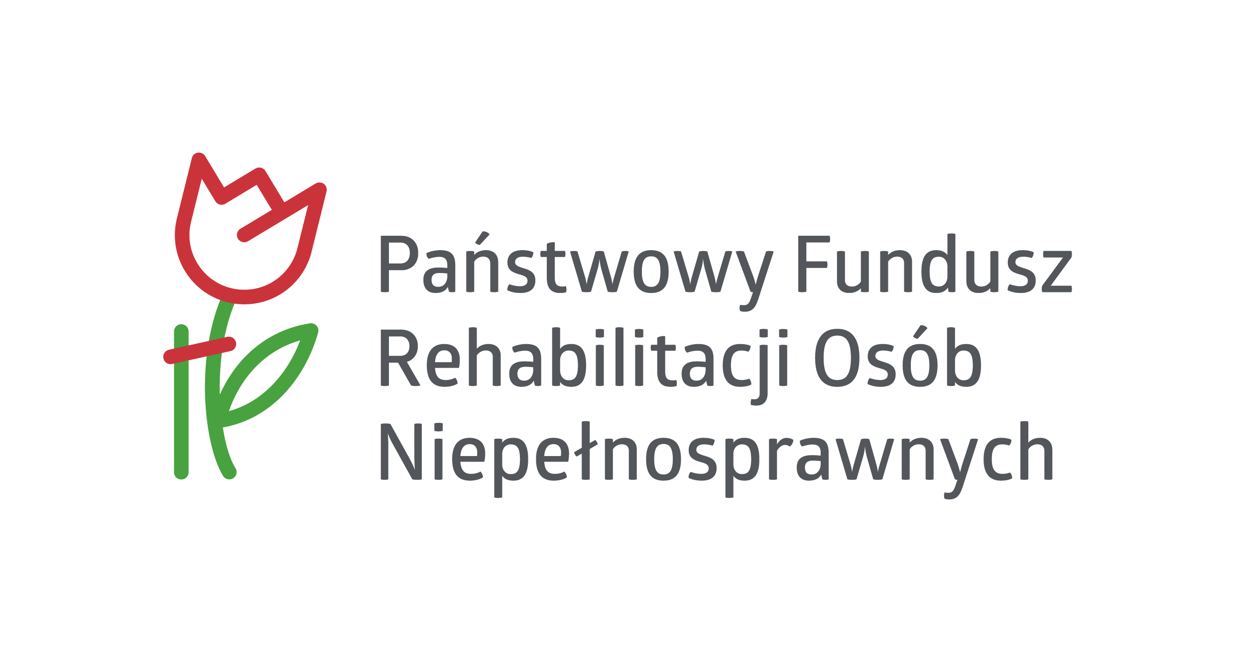 Logo PFRON. Po lewej stronie róża podpierana drążkiem, po prawej napis: Państwowy Fundusz Rehabilitacji Osób Niepełnosprawnych