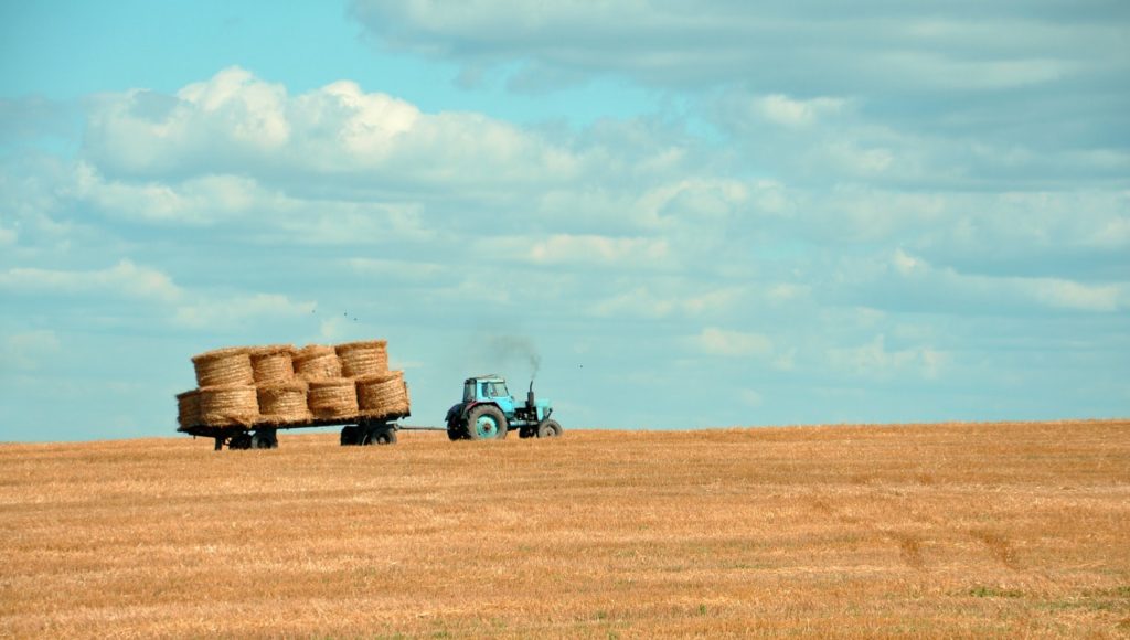 Traktor jedzie po polu