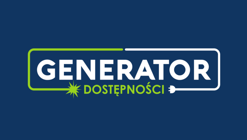 Na granatowym tle napis GENERATOR DOSTĘPNOŚCI.
