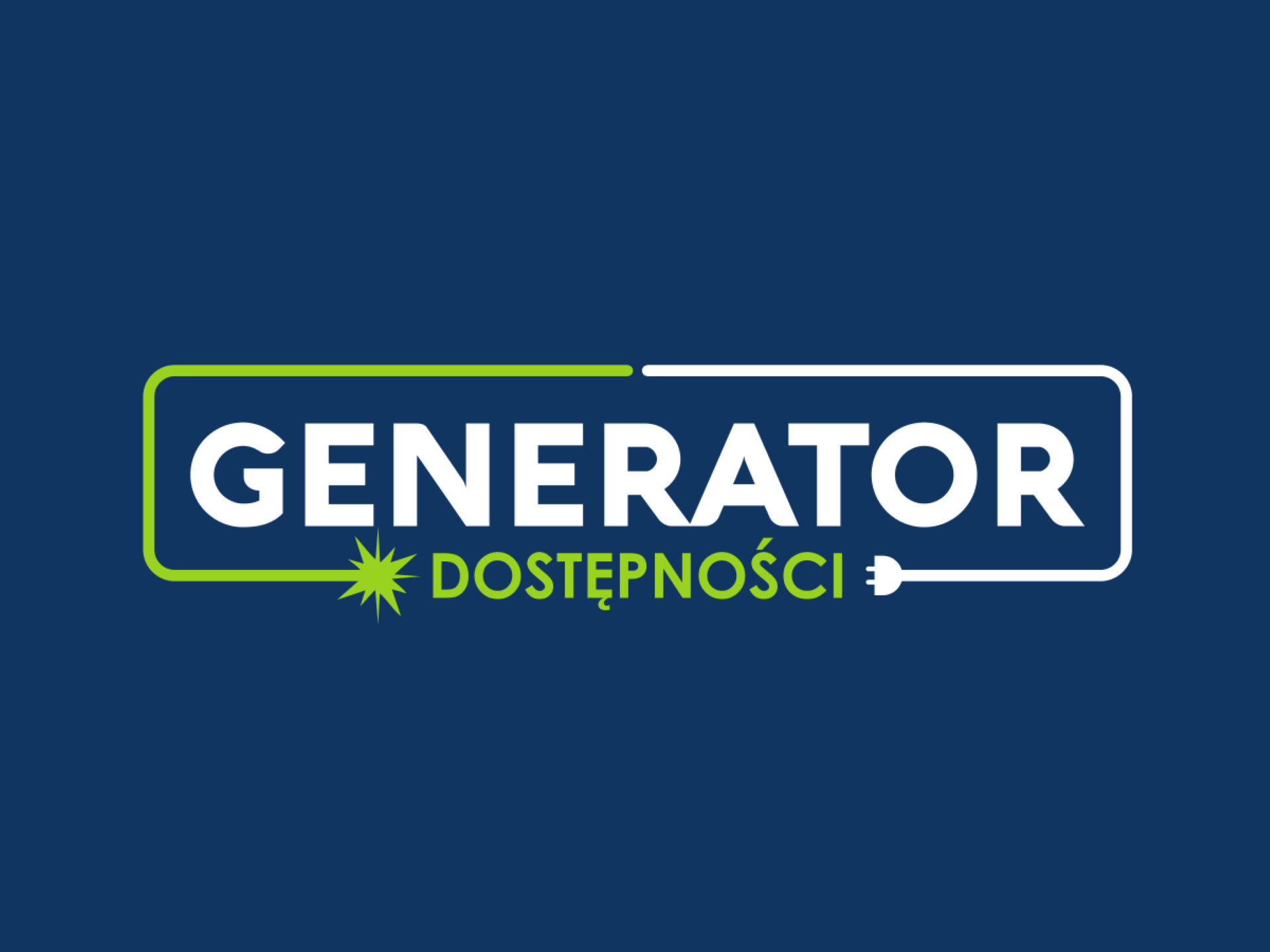 Na granatowym tle napis GENERATOR DOSTĘPNOŚCI.