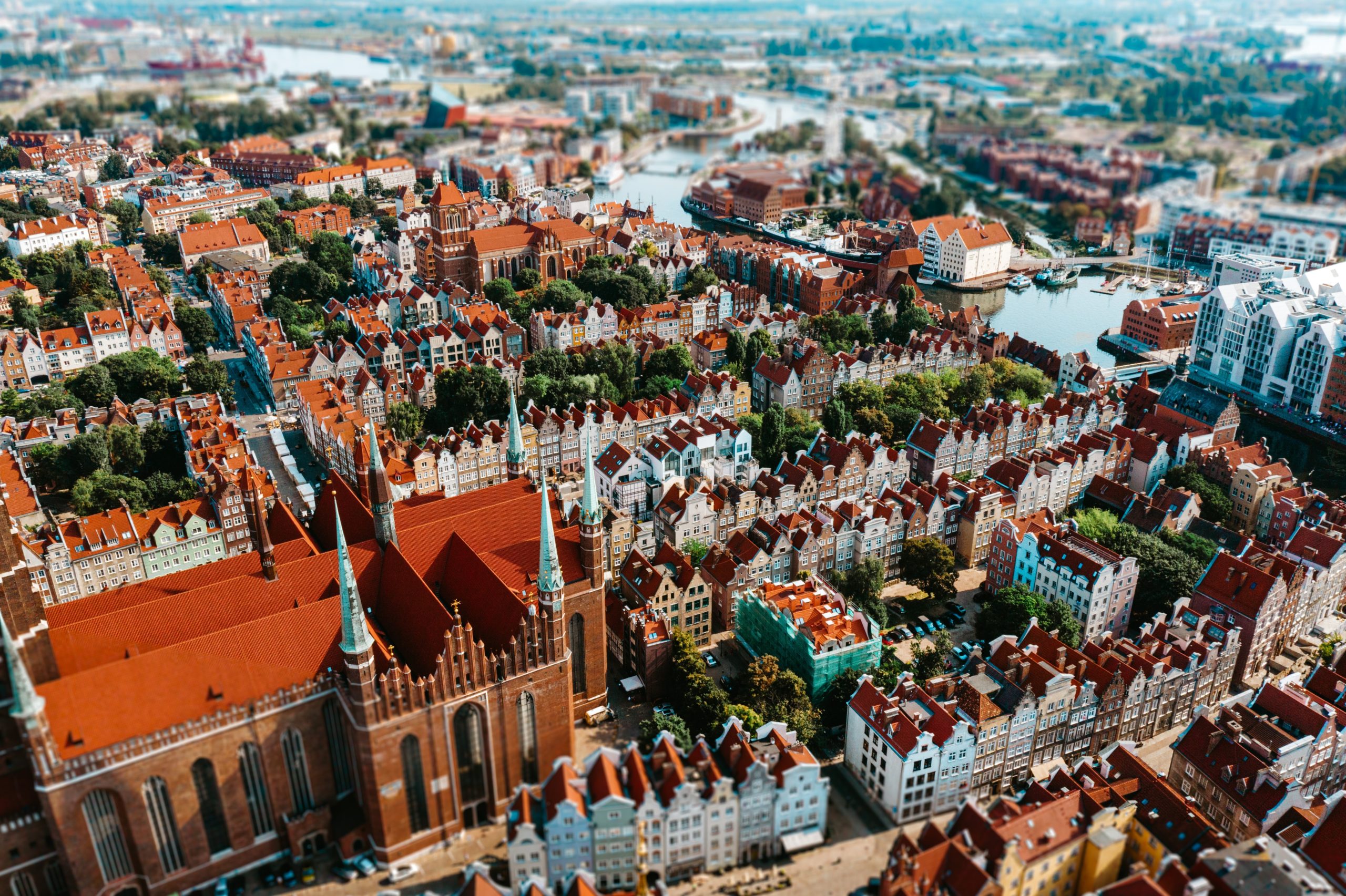 Starówka w Gdańsku widziana z góry