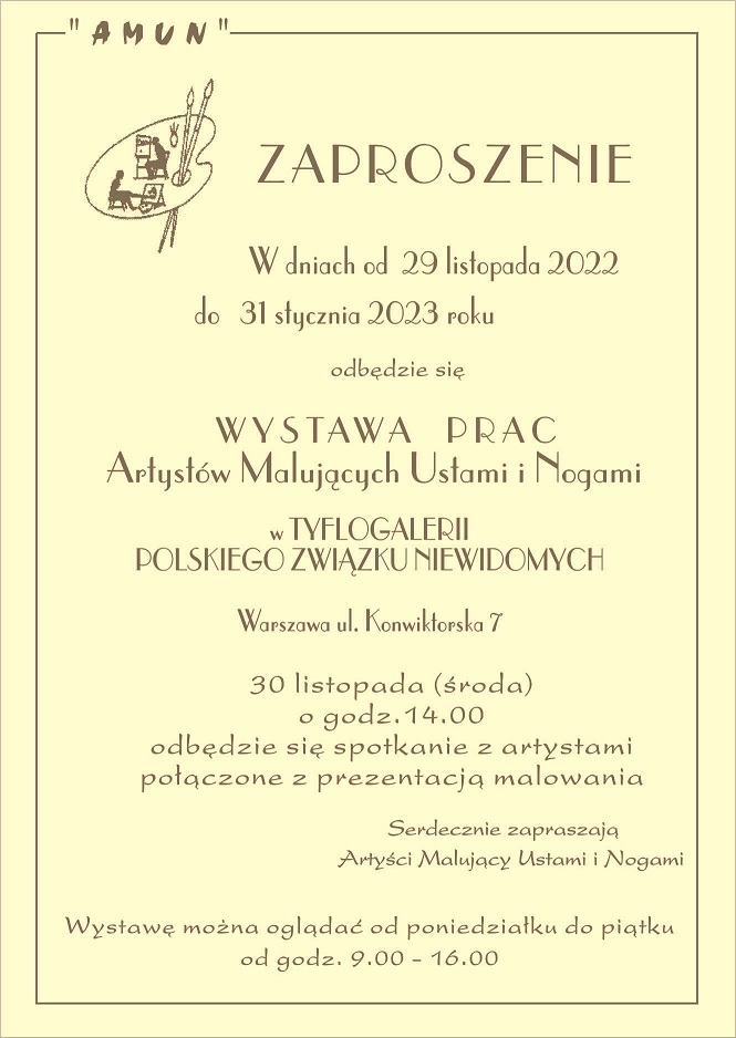 Zaproszenie na wystawę w Tyflogalerii