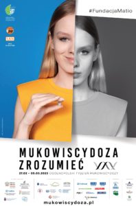 Plakat kampanii społecznej poświęconej mukowiscydozie