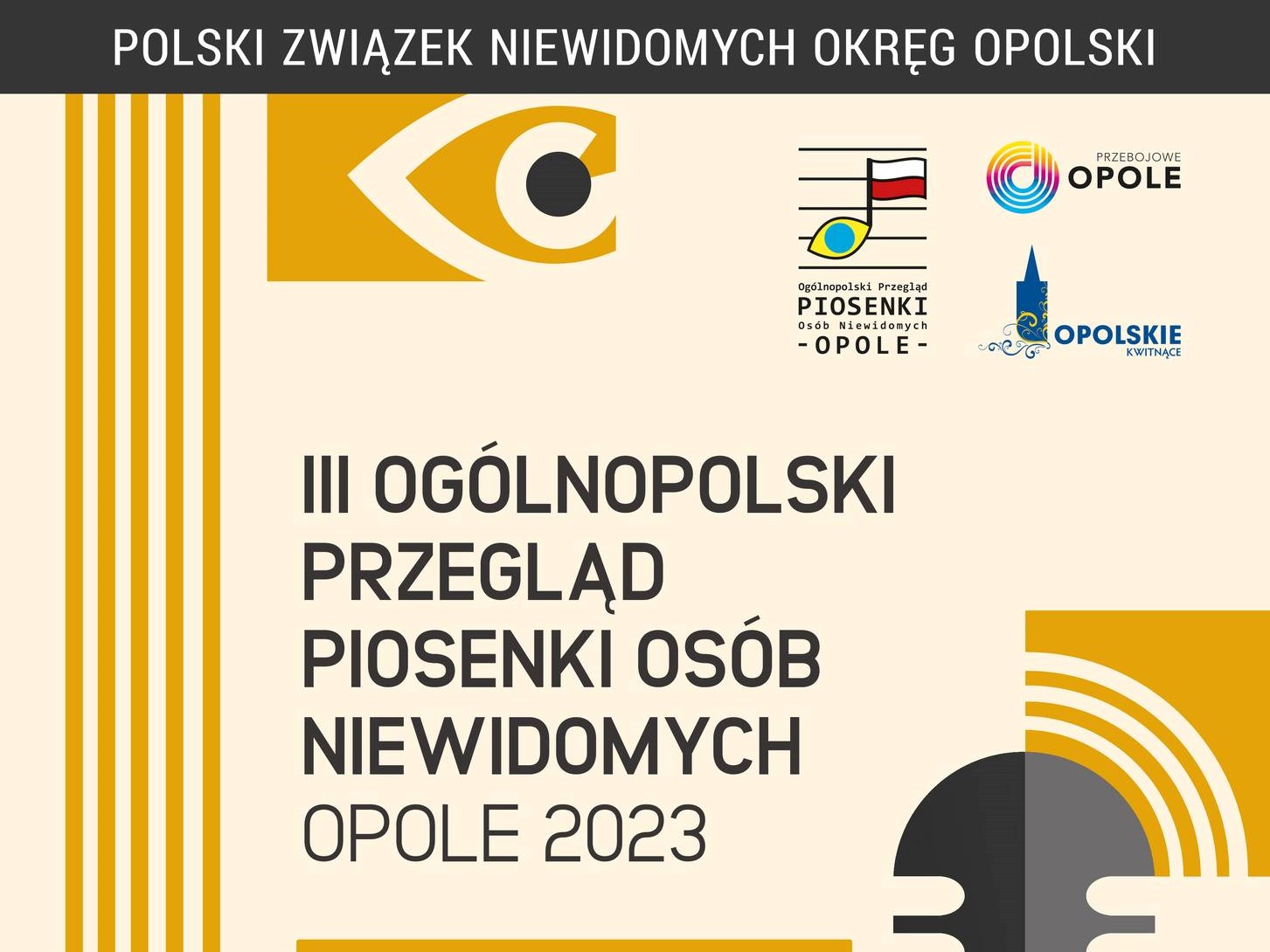 Grafika promująca Przegląd Piosenki Osób Niewidomych w Opolu