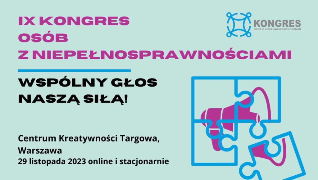 Plakat informujący o Kongresie Osób z Niepełnosprawnościami.