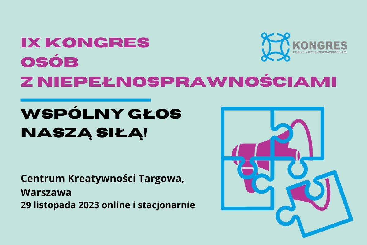 Plakat informujący o Kongresie Osób z Niepełnosprawnościami.