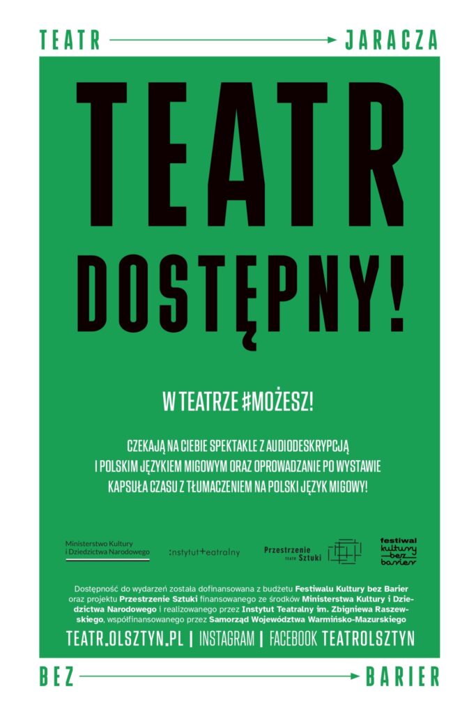 Plakat - Teatr dostępny w Olsztynie.