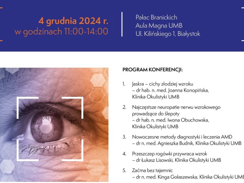 Plakat promujący konferencję w Białymstoku w ramach kampanii "Zachowaj wzrok".