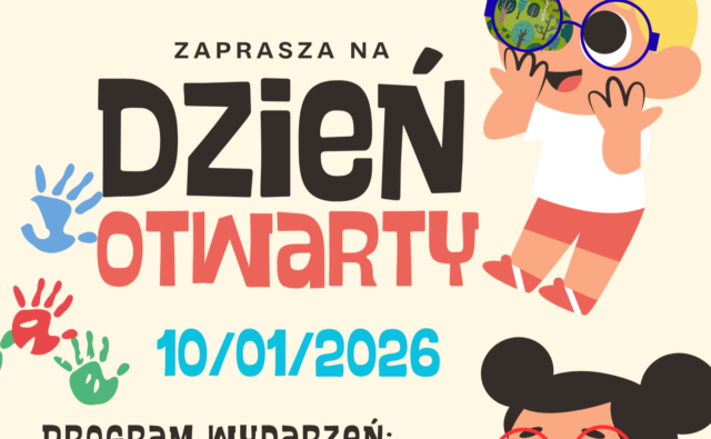 Plakat informacyjny "Dnia Otwartego: w Przedszkolu nr 188 w Warszawie.
