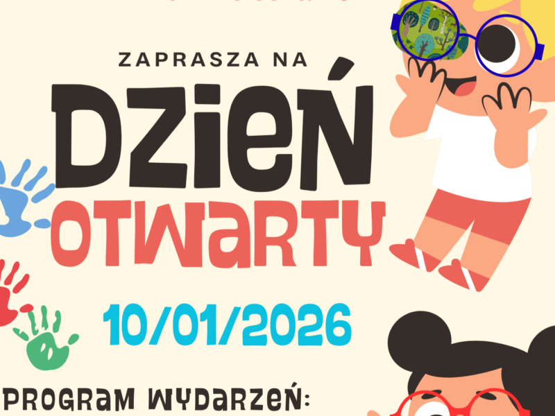 Plakat informacyjny "Dnia Otwartego: w Przedszkolu nr 188 w Warszawie.